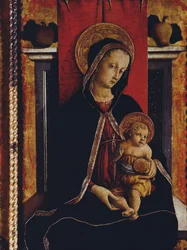 Madonna and Child, detalj fra San Silvestro polyptych, 1468 (tempera på panel) (se 76657)