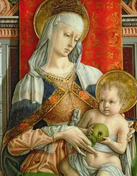 Madonna and Child, detalj fra SantEmidio polyptych, 1473 tempera på paneldetalj av 76636