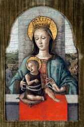 Jomfruen og barnet par Crivelli, Carlo (ca. 1435-c. 1495). Tempera på panel, størrelse: 28x18, ca 1455, Cini Foundation, Venezia