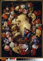 ""Bebudelsen med blomster"" Maleri av Carlo Maratta (1625-1713) Mikalojus Konstantinas Ciurlionis Fine Arts Museum, Kaunas, Litauen