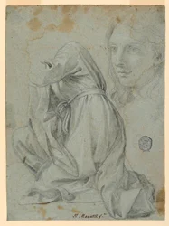 Studier: The Cloth of a Kneeling Woman. Hodet til en ung kvinne