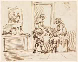 Tegning, en sjangerscene, 1725–50