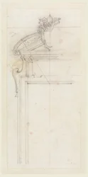 Tegning, design for en dørkarm, 1725–50