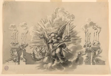 Tegning, design for en seremoniell dekorasjon, ca. 1760