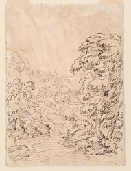 Tegning, Vei som fører til en fjellby, 1750–86