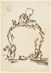 Tegning, skisse av en kartusj, 1760–80
