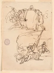 Tegning, tre skisser, før 1775