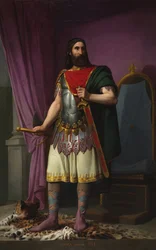 Portrett av den Wisigoth-kongen Egica av Spania (eller Egicca, Egiza, Ergica) (687-702) (Wisigothic-kongen Egica) Maleri av Carlos Maria Esquivel y Rivas (1830-1867) 1853 Domstolspalasset Madrid