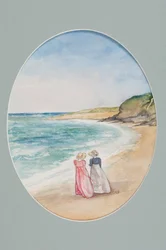 Anne & Henrietta rusler ned til havet, 2006 (wc på papir)