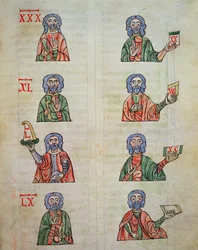 Fol.252r Fingertelling fra 1 til 20000, fra De numeris. Codex Alcobacense av Rabanus Maurus (780-856)