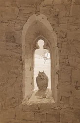 Uglen i det gotiske vinduet. Ca. 1836