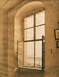 Utsikt fra kunstnerens studio i Dresden ved Elben (venstre vindu)