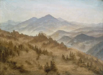 Landskap med Rosenberg i Bohemian Mountains