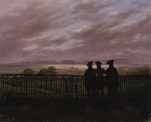 Poetene Vasily Andreyevich Zhukovsky (1783-1852), Sergeyevich Ivan Turgenev (1818-83) og Aleksandr Ivanovich Turgenev (ca. 1784-1846), sent på 1820-tallet (olje på lerret)