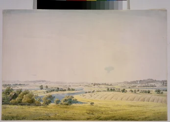 ""Utsikt over Putbus og omgivelser i Tyskland"" (Utsikt over Putbus) Akvarell av Caspar David Friedrich (1774-1840) 1824-1825 Pushkin Museum Moskva