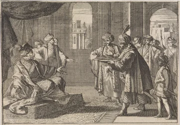 Guei-tschun, sjefsminister under keiser Chongzhen, blir brakt et silketau for å henge seg selv, 1643
