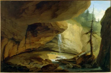 Steinhule med foss