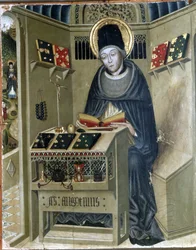 Altertavle av St. Augustine, St. Augustine i hans studio