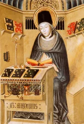 Portrett av St Augustine of Hippo (tempera på tre)