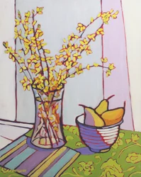 Samling av forsythia, 2023 (olje på lerret)