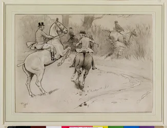 'Hold Back, Sir!', 1904 (kull, penn og blekk med hvitt på papir)