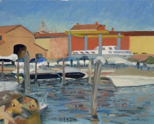 Båtverft, sen ettermiddag, Venezia, 2022 (olje på lerret)