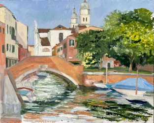 Kveldssol i Dorsoduro, Venezia 2025 (olje på lerret)