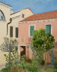 Hagen til Chiesa di Sant#39;Eufemia, Venezia (olje på lerret)
