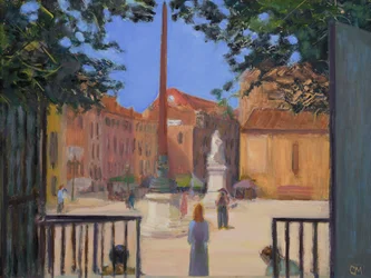 Posering i Campo Santo Stefano (olje på lerret)