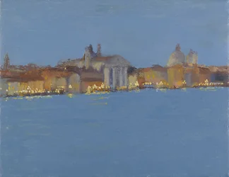 Sommernatt som faller på Zattere, Venezia (olje på lerret)