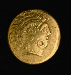 Keltisk kunst: Sequani stater, gullmynt. 3.-2. århundre f.Kr. Paris, B.N.