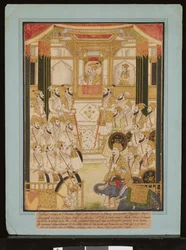 Durbar av Mughal-keiseren Aurangzeb, ca. 1675–1725 (gouache og gullpapir)