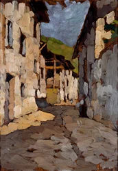 Landhus (olje på lerret