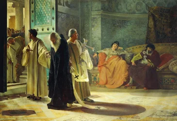 Deponering av pave Silverio, 537, olje på lerret, av Cesare Maccari (1840-1919)