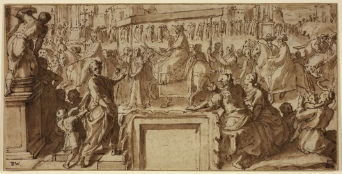Saint Charles Borromeo Entering the Town of Pavia: Design for a Wall Decoration