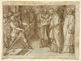 Saint Charles Borromeo overvåker åpningen av en krypt