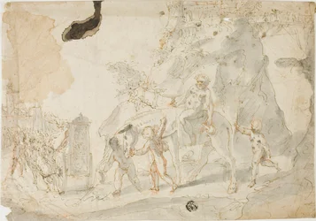 Bacchus#39; triumf med den berusede Silenus på esel