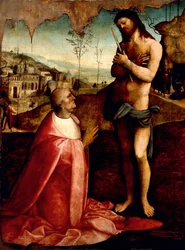 Kristuslidende og kardinal Oliviero Carafa i bønn, av Cesare da Sesto (1477-1523)