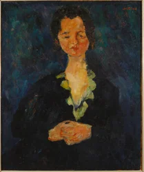 Portrett av en kvinne med blå bakgrunn, 1927