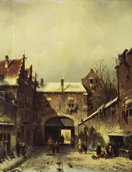 En nederlandsk by om vinteren