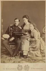 Alexandra Iossifovna av Russland (nee prinsesse Alexandra av Saxe Altenburg), Nicholas Constantinovitch av Russland og Vera Constantinovna av Russland - Storhertuginne Alexandra Iosifovna, storhertug Nicholas Constantinovich og storhertuginne Vera Constant