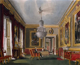 West anteroom, Gravering av Richard Reeve (født i 1780), Basert på design av Charles Wild (1781-1835), Fra The History of the Royal Residences
