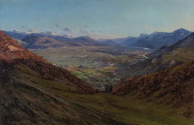 Grenoble sett fra veien til Sappey 1912 (Olje på lerret)