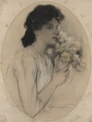 Jente med blomster