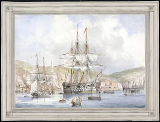 Vue de Malte (View at Malta) - Maleri av Charles Andrew Dyce (1816-1853), akvarell på papir (25,1x34,9 cm), ca. 1849 - Yale University (USA)