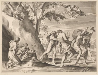 Utdannelse av Jupiter med Barberini-familiens våpenskjold