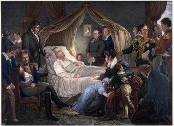 Napoleons død - Steuben, Charles de (1788-1856) - 1825 - litografi, akvarell - 52,4x71,8 - privat samling