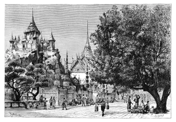 En gate i Bangkok, Thailand, 1895.