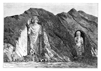 Kolossale idoler, Upper Bamlan Valley, Afghanistan, 1895.
