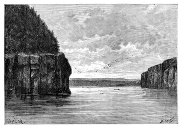 Angara-elven, under Padunskiy-strykene, Sibir, Russland, 1895.